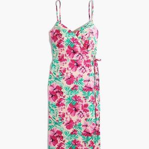 J. Crew Tropical Floral Wrap Midi Dress